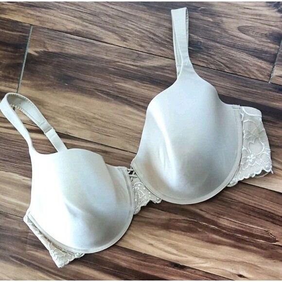 Maidenform Push Up Bra Size 42D Beige Lace Underwire Padded Full Coverage - Picture 1 of 6
